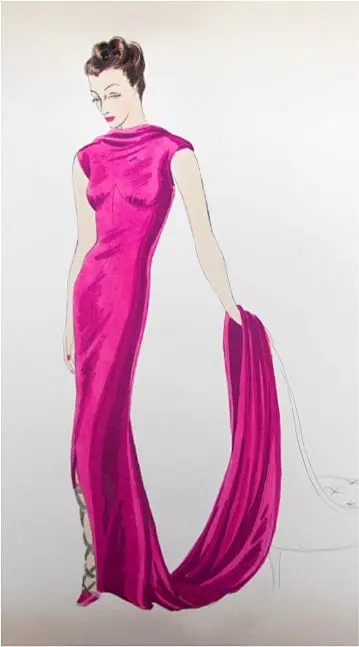 Bức thiết kế váy dạ hội màu "shocking pink." Archives Schiaparelli/ schiaparelli.com