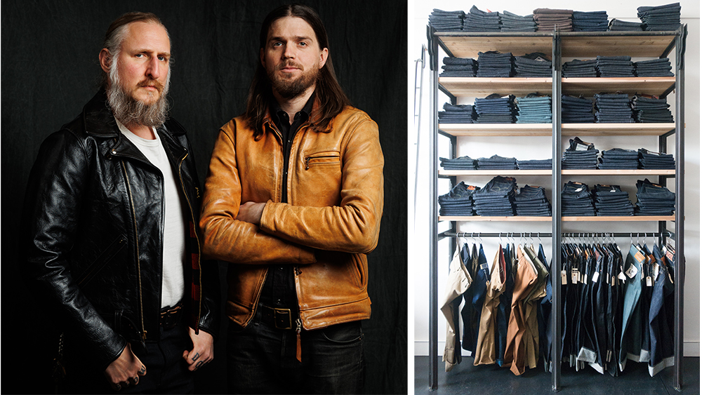 The store's founders, Jeremy Smith and Neil Berrett; a denim display at the Oakland outpost.